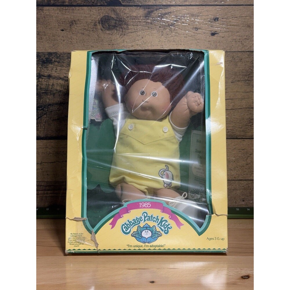 🔥RARE- VTG Coleco 1985 Cabbage Patch Kid Doll IN BOX W/ Adoption Papers Franky